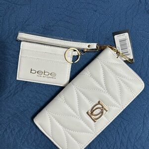 Bebe White Wallet and Card Holder Set
